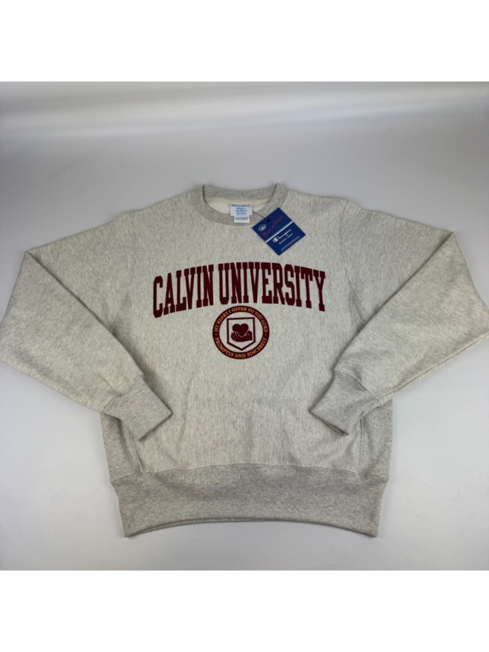 NWT Champion Reverse Weave Mens Size S Calvin College Warmup Sweatshirt Crewneck